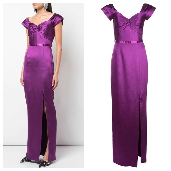 Marchesa Off The Shoulder Mikado Pique Gown - Picture 11 of 11